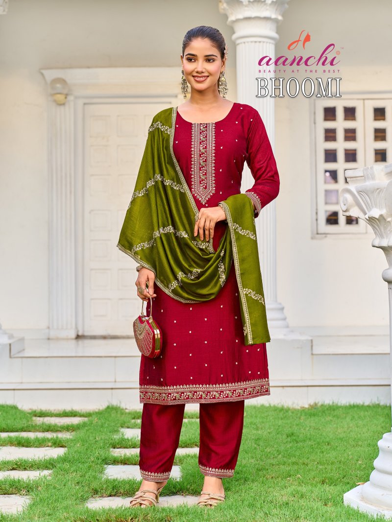 Bhoomi By Aanchi Vichitra Silk Kurti With Bottom Dupatta
